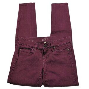 Ann Taylor LOFT Women's Modern Skinny Jeans Size 00P Petite Colored Red Denim